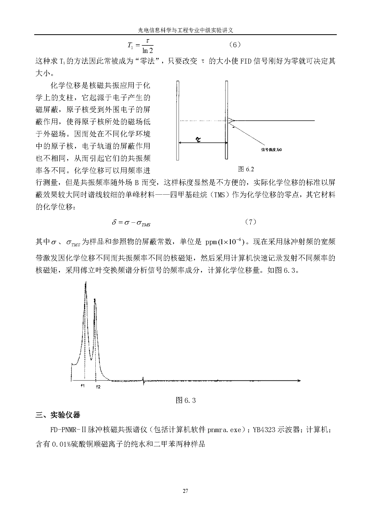 脉冲核磁共振实验