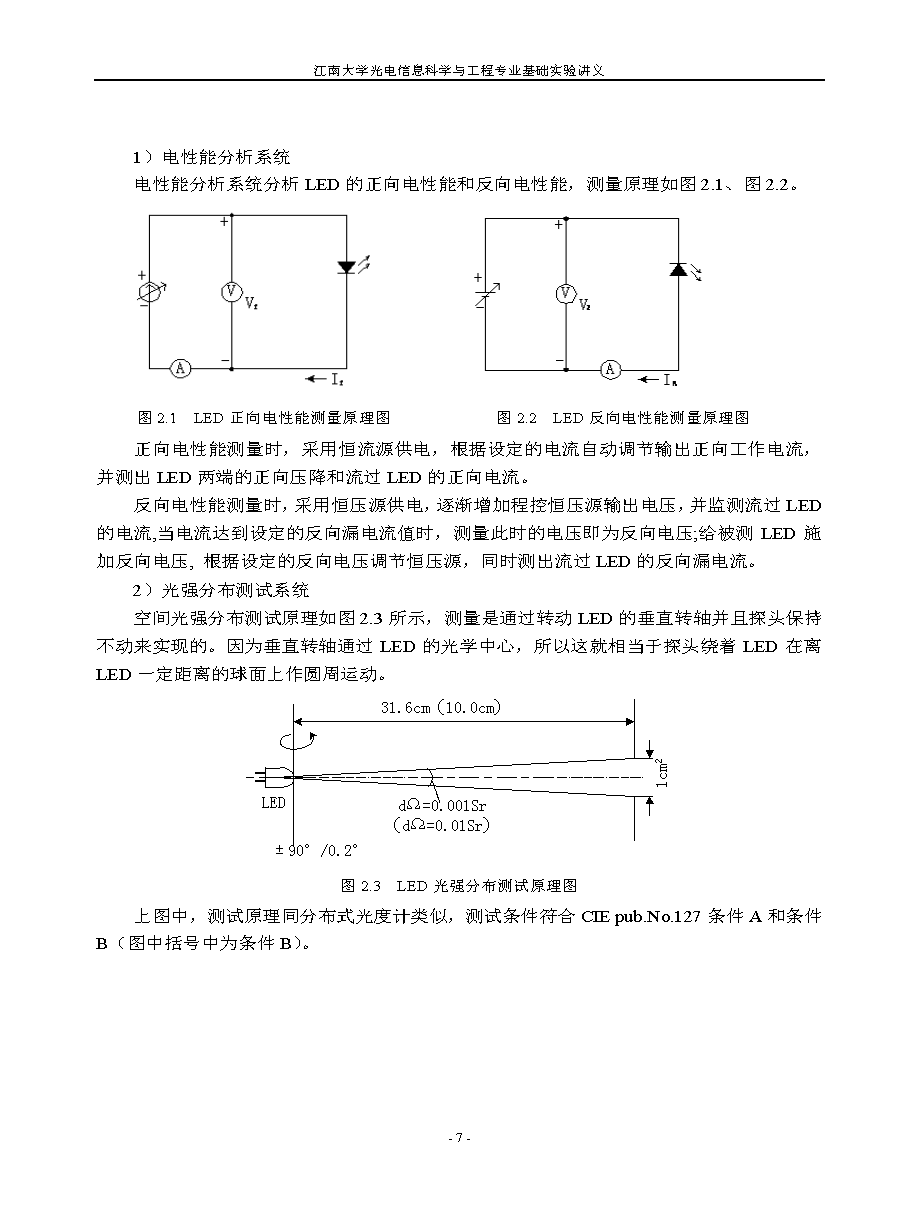 实验二 多种光源光色电综合分析与测试实验