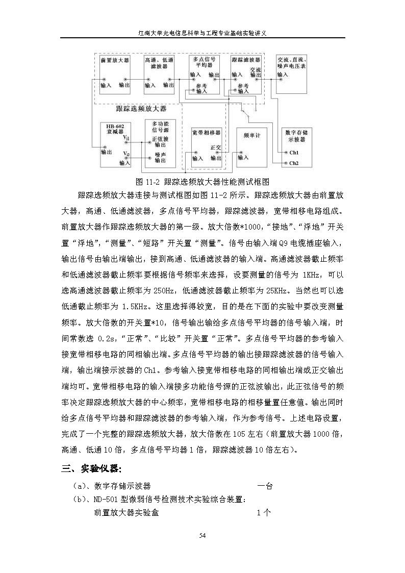 实验十一 跟踪选频放大器实验