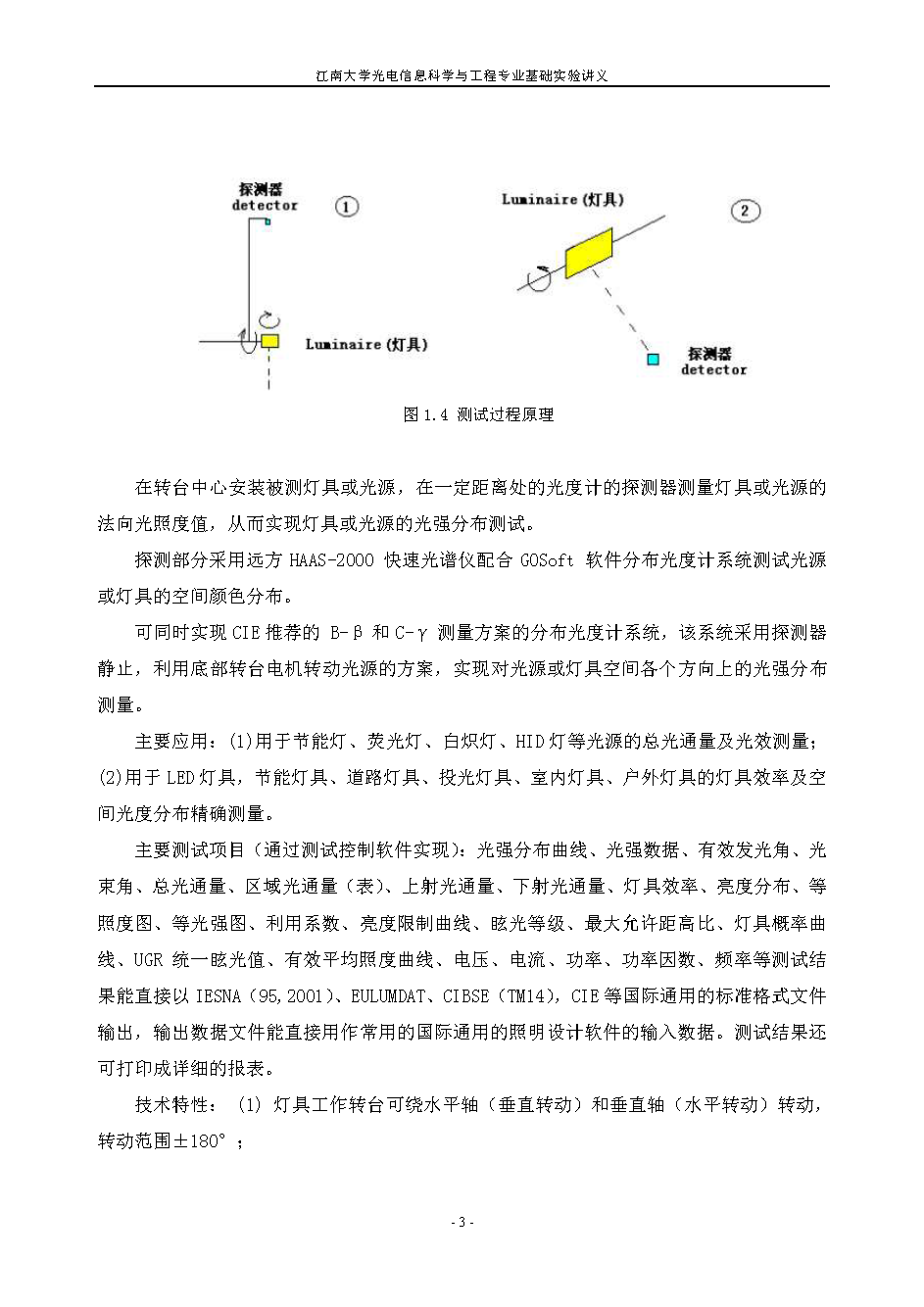 实验一 灯具配光曲线测试实验