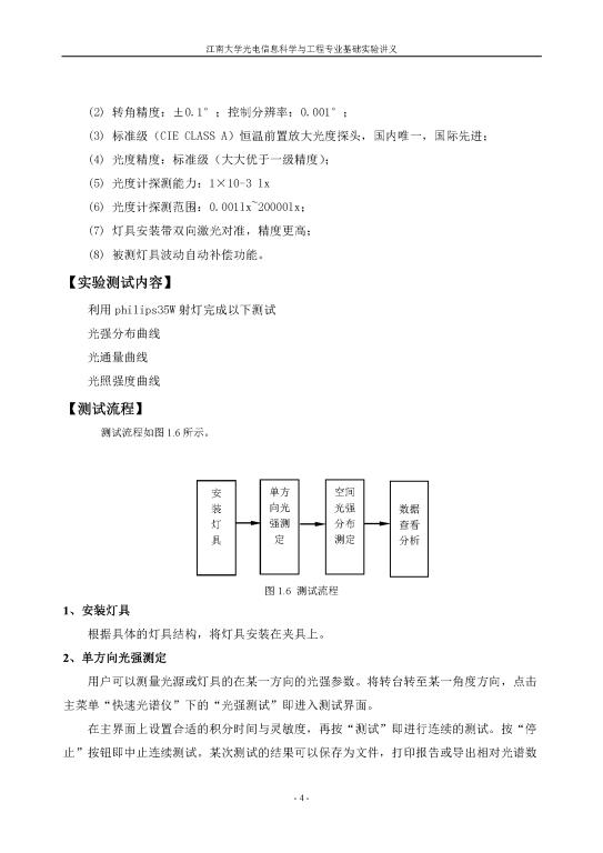 实验一 灯具配光曲线测试实验